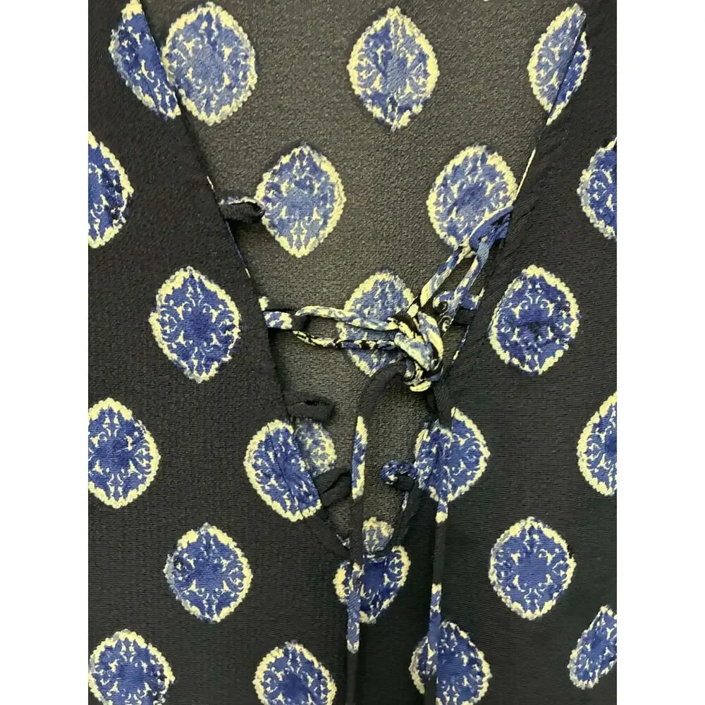 J Valdi Blue Medallion Print Tunic‎ Dress Women's Plus Size Boho Long Sleeve